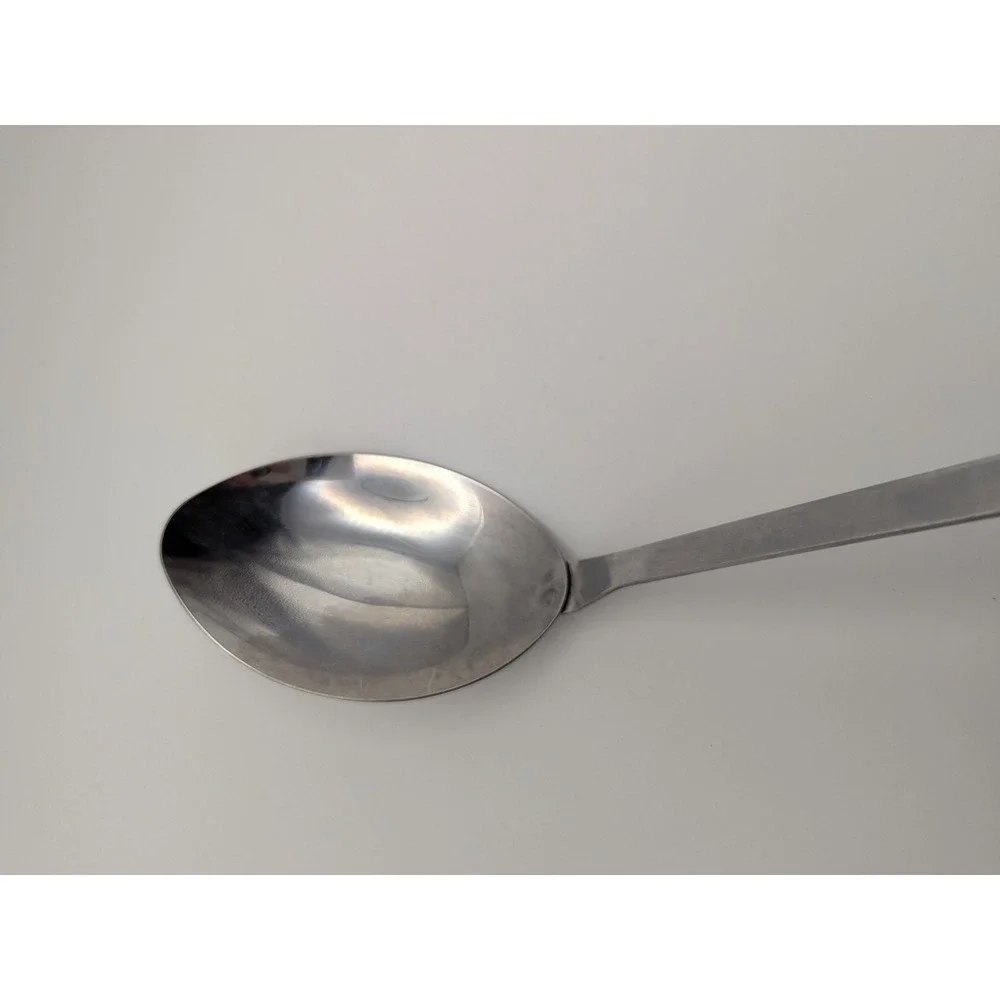 Vintage EKCO Serving Spoon Stainless Steel White‎ Black Plastic Handle Utility
